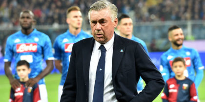 GENOA, GE - NOVEMBER 10: Carlo Ancelotti head coach of Napoli gestures prior to the Serie A match between Genoa CFC and SSC Napoli at Stadio Luigi Ferraris on November 10, 2018 in Genoa, Italy. (Photo by Paolo Rattini/Getty Images)