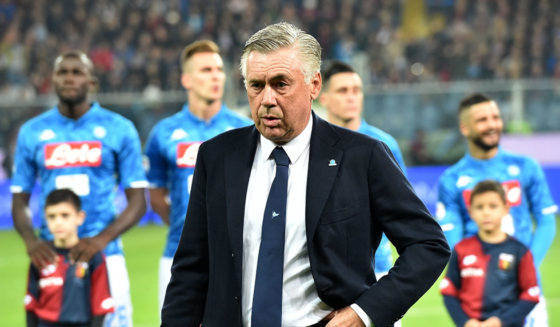 GENOA, GE - NOVEMBER 10: Carlo Ancelotti head coach of Napoli gestures prior to the Serie A match between Genoa CFC and SSC Napoli at Stadio Luigi Ferraris on November 10, 2018 in Genoa, Italy. (Photo by Paolo Rattini/Getty Images)