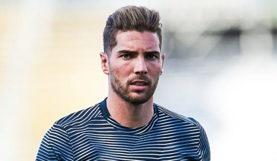SAN SEBASTIAN, SPAIN - MAY 12: Luca Zidane of Real Madrid CF looks on prior to the start the La Liga match between Real Sociedad and Real Madrid CF at Estadio Anoeta on May 12, 2019 in San Sebastian, Spain. (Photo by Juan Manuel Serrano Arce/Getty Images)