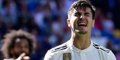Real Madrid's Spanish midfielder Brahim Diaz reacts to missing a goal opportunity during the Spanish league football match between Real Madrid CF and Villarreal CF at the Santiago Bernabeu stadium in Madrid on May 5, 2019. (Photo by JAVIER SORIANO / AFP) (Photo credit should read JAVIER SORIANO/AFP/Getty Images)