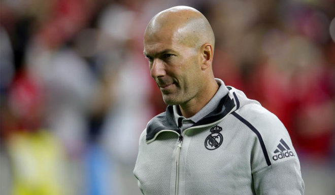 Zinedine Zidane, head coach of Real looks on after the International Champions Cup match between Bayern Muenchen and Real Madrid in the 2019 International Champions Cup at NRG Stadium on July 20, 2019 in Houston, Texas. (Photo by Alexander Hassenstein/Bongarts/Getty Images)