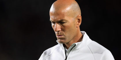 LOS ANGELES, CA - JULY 26: Manager Zinedine Zidane of Real Madrid looks on after a match against Manchester City during the International Champions Cup soccer match at Los Angeles Memorial Coliseum on July 26, 2017 in Los Angeles, California. (Photo by Sean M. Haffey/Getty Images)