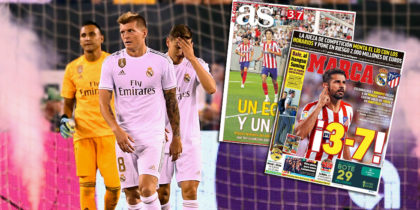 Real Madrid's German midfielder Toni Kroos reacts after the 7th goal from Atletico Madrid during the 2019 International Champions Cup football match between Real Madrid and Atletico Madrid at the Metlife Stadium Arena in East Rutherford, New Jersey on July 26, 2019. (Photo by Johannes EISELE / AFP) (Photo credit should read JOHANNES EISELE/AFP/Getty Images)