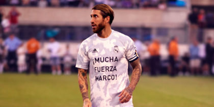 Real Madrid's Sergio Ramos awaits the start of the 2019 International Champions Cup football match between Real Madrid and Atletico Madrid at the Metlife Stadium Arena in East Rutherford, New Jersey on July 26, 2019. (Photo by Johannes EISELE / AFP) (Photo credit should read JOHANNES EISELE/AFP/Getty Images)