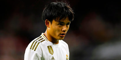 Real Madrid midfielder Takefusa Kubo looks on against Bayern Munich during their International Champions Cup match on July 20, 2019 at NRG Stadium in Houston, Texas. (Photo by AARON M. SPRECHER / AFP) (Photo credit should read AARON M. SPRECHER/AFP/Getty Images)