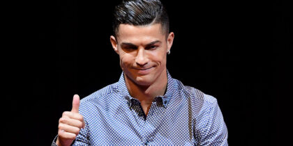 Portugal and Juventus forward Cristiano Ronaldo gives a thumbs-up as he delivers a speech after receiving the MARCA Leyenda (MARCA Legend) award in Madrid on July 29, 2019. - The award is attributed to sport professionals by the Spanish sports newspaper MARCA. (Photo by JAVIER SORIANO / AFP) (Photo credit should read JAVIER SORIANO/AFP/Getty Images)