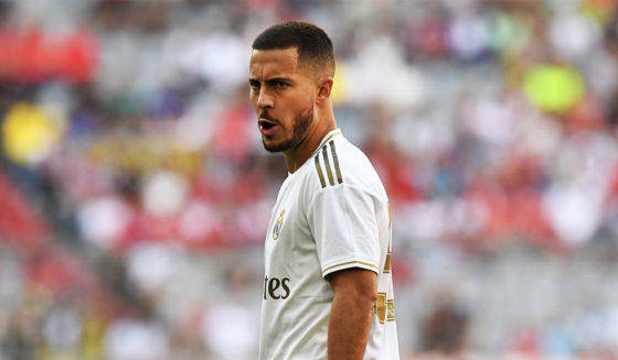 Eden Hazard Real Madrid's Belgian midfielder Eden Hazard is pictured during the Audi Cup football match between Real Madrid and Tottenham Hotspur in Munich, southern Germany, on July 30, 2019. (Photo by Christof STACHE / AFP) (Photo credit should read CHRISTOF STACHE/AFP/Getty Images)