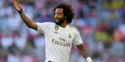 MUNICH, GERMANY - JULY 30: Marcelo Vieira of Real Madrid gestures during the Audi cup 2019 semi final match between Real Madrid and Tottenham Hotspur at Allianz Arena on July 30, 2019 in Munich, Germany. (Photo by Matthias Hangst/Bongarts/Getty Images)