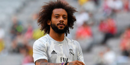Real Madrid's Brazilian defender Marcelo warms up prior to the Audi Cup football match between Real Madrid and Tottenham Hotspur in Munich, southern Germany, on July 30, 2019. (Photo by Christof STACHE / AFP) (Photo credit should read CHRISTOF STACHE/AFP/Getty Images)
