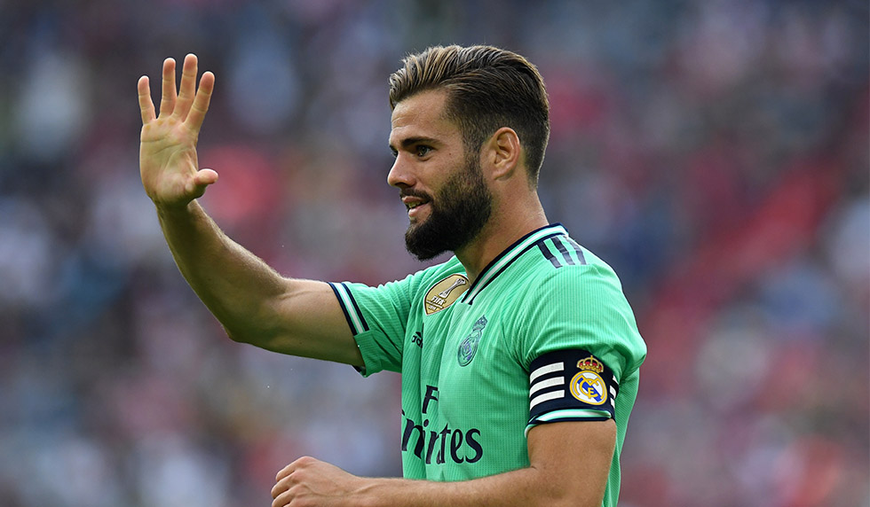 Real Madrid's Spanish defender Nacho Fernandez celebrate scoring during the Audi Cup football match for third place between Real Madrid and Fenerbahce in Munich, on July 31, 2019. (Photo by Christof STACHE / AFP) (Photo credit should read CHRISTOF STACHE/AFP/Getty Images)