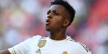 Real Madrid's Brazilian midfielder Rodrygo is pictured during the Audi Cup football match between Real Madrid and Tottenham Hotspur in Munich, southern Germany, on July 30, 2019. (Photo by Christof STACHE / AFP) (Photo credit should read CHRISTOF STACHE/AFP/Getty Images)