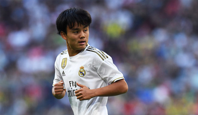 Real Madrid's Japanese midfielder Takefusa Kubo is pictured during the Audi Cup football match between Real Madrid and Tottenham Hotspur in Munich, southern Germany, on July 30, 2019. (Photo by Christof STACHE / AFP) (Photo credit should read CHRISTOF STACHE/AFP/Getty Images)