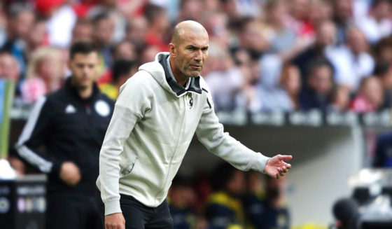 MUNICH, GERMANY - JULY 31: Zinedine Zidane, Manager of Real Madrid during the Audi cup 2019 3rd place match between Real Madrid and Fenerbahce at Allianz Arena on July 31, 2019 in Munich, Germany. (Photo by Adam Pretty/Bongarts/Getty Images)