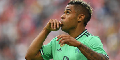 Real Madrid's Spanish-Dominican forward Mariano celebrates scoring during the Audi Cup football match for third place between Real Madrid and Fenerbahce in Munich, on July 31, 2019. (Photo by Christof STACHE / AFP) (Photo credit should read CHRISTOF STACHE/AFP/Getty Images)