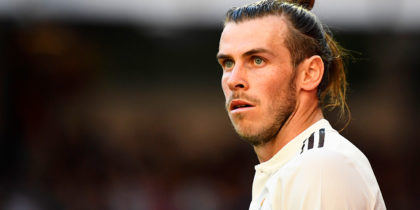 Real Madrid's Welsh forward Gareth Bale looks at the referee after being handed a yellow card during the Spanish league football match between Real Madrid CF and RC Celta de Vigo at the Santiago Bernabeu stadium in Madrid on March 16, 2019. (Photo by GABRIEL BOUYS / AFP) (Photo credit should read GABRIEL BOUYS/AFP/Getty Images)
