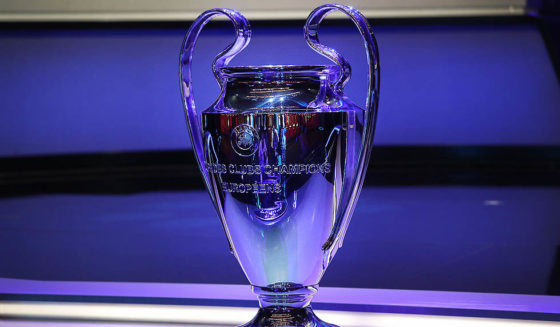 The Champions League Trophy stands on display during the UEFA Champions League football group stage draw ceremony in Monaco on August 29, 2019. (Photo by Valery HACHE / AFP) (Photo credit should read VALERY HACHE/AFP/Getty Images)