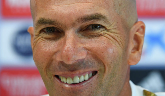 Zinédine Zidane Real Madrid's French coach Zinedine Zidane holds a press conference at the Ciudad Real Madrid training ground in Valdebebas near Madrid on August 23, 2019 ahead of their Spanish League football match against Real Valladolid. (Photo by GABRIEL BOUYS / AFP) (Photo credit should read GABRIEL BOUYS/AFP/Getty Images)