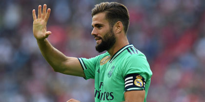 Real Madrid's Spanish defender Nacho Fernandez celebrate scoring during the Audi Cup football match for third place between Real Madrid and Fenerbahce in Munich, on July 31, 2019. (Photo by Christof STACHE / AFP) (Photo credit should read CHRISTOF STACHE/AFP/Getty Images)