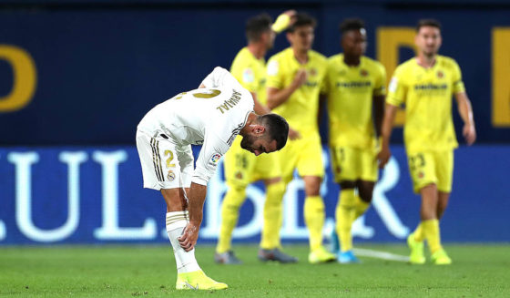 VILLAREAL, SPAIN - SEPTEMBER 01: Dani Carvajal of Real Madrid reacts after Gerard Moreno of Villarreal scores his sides first goal during the Liga match between Villarreal CF and Real Madrid CF at Estadio de la Ceramica on September 01, 2019 in Villareal, Spain. (Photo by David Ramos/Getty Images)
