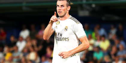 VILLAREAL, SPAIN - SEPTEMBER 01: Gareth Bale of Real Madrid celebrates after scoring his sides first goal during the Liga match between Villarreal CF and Real Madrid CF at Estadio de la Ceramica on September 01, 2019 in Villareal, Spain. (Photo by David Ramos/Getty Images)