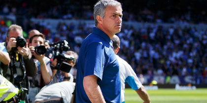 MADRID, SPAIN - JUNE 01: Head coach Jose Mourinho of Real Madrid CF complains to the press and the audience on his last match as head coach of Real Madrid CF team prior to start the La Liga match between Real Madrid CF and CA Osasuna at Estadio Santiago Bernabeu on June 1, 2013 in Madrid, Spain. (Photo by Gonzalo Arroyo Moreno/Getty Images)