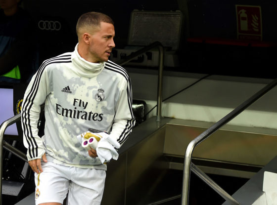 MADRID, SPAIN - SEPTEMBER 14: Eden Hazard of Real Madrid leaves the tunnel prior to the La Liga match between Real Madrid CF and Levante UD at Estadio Santiago Bernabeu on September 14, 2019 in Madrid, Spain. (Photo by Denis Doyle/Getty Images)