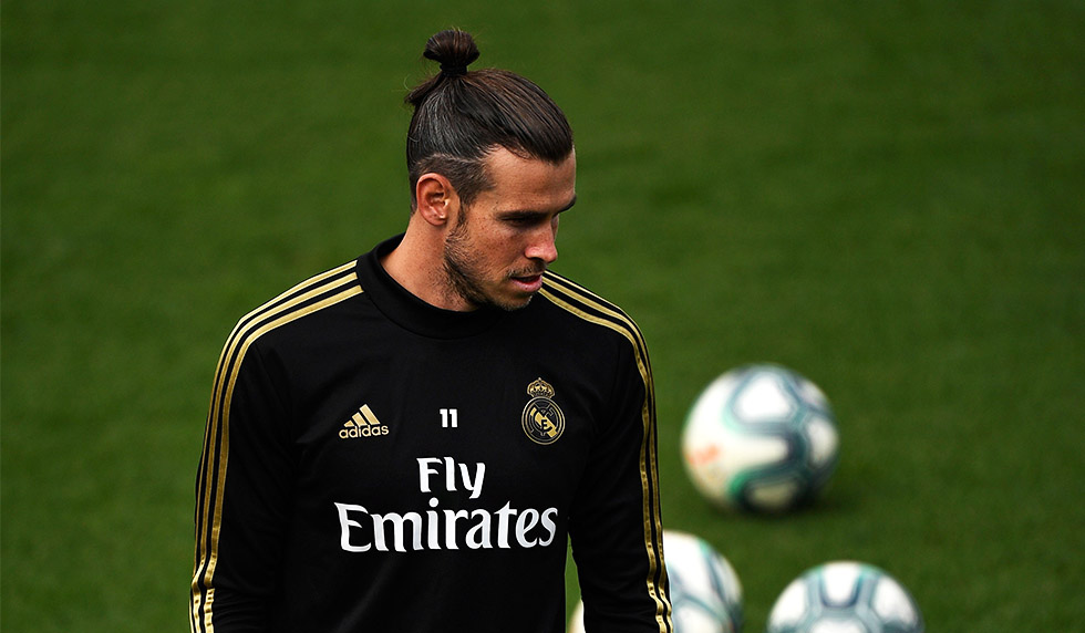 Real Madrid's Welsh forward Gareth Bale attends a training session at the Ciudad Real Madrid training ground in Valdebebas, Madrid on September 21, 2019 on the eve of the Spanish League football match against Sevilla. (Photo by PIERRE-PHILIPPE MARCOU / AFP) (Photo credit should read PIERRE-PHILIPPE MARCOU/AFP/Getty Images)