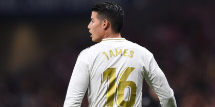 MADRID, SPAIN - SEPTEMBER 28: James Rodriguez of Real Madrid CF looks on during the Liga match between Club Atletico de Madrid and Real Madrid CF at Wanda Metropolitano on September 28, 2019 in Madrid, Spain. (Photo by Denis Doyle/Getty Images)
