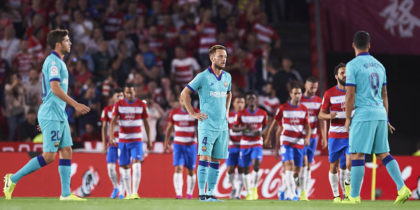 GRANADA, SPAIN - SEPTEMBER 21: Ivan Rakitic of FC Barcelona reacts during the Liga match between Granada CF and FC Barcelona at Estadio Nuevo Los Carmenes on September 21, 2019 in Granada, Spain. (Photo by Aitor Alcalde/Getty Images)