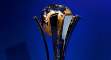 The official trophy is seen on display during the official draw of the FIFA Club World Cup UAE 2017 football tournament in Abu Dhabi on October 9, 2017. The tournament will be held in Abu Dhabi and Al-Ain from December 6 to 16. / AFP PHOTO / GIUSEPPE CACACE (Photo credit should read GIUSEPPE CACACE/AFP/Getty Images)