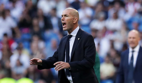 MADRID, SPAIN - OCTOBER 01: Zinedine Zidane, Manager of Real Madrid reacts during the UEFA Champions League group A match between Real Madrid and Club Brugge KV at Bernabeu on October 01, 2019 in Madrid, Spain. (Photo by Gonzalo Arroyo Moreno/Getty Images)
