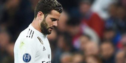 MADRID, SPAIN - MARCH 05: Nacho of Real Madrid reacts as he is sent off during the UEFA Champions League Round of 16 Second Leg match between Real Madrid and Ajax at Bernabeu on March 05, 2019 in Madrid, Spain. (Photo by Denis Doyle/Getty Images)
