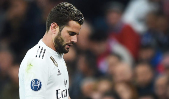MADRID, SPAIN - MARCH 05: Nacho of Real Madrid reacts as he is sent off during the UEFA Champions League Round of 16 Second Leg match between Real Madrid and Ajax at Bernabeu on March 05, 2019 in Madrid, Spain. (Photo by Denis Doyle/Getty Images)