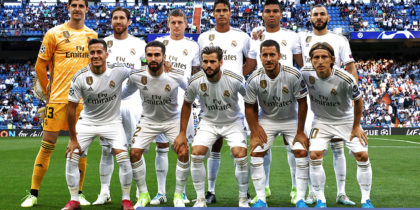 MADRID, SPAIN - OCTOBER 01: The Real Madrid team line up for a photo prior to the UEFA Champions League group A match between Real Madrid and Club Brugge KV at Bernabeu on October 01, 2019 in Madrid, Spain. (Photo by Gonzalo Arroyo Moreno/Getty Images)