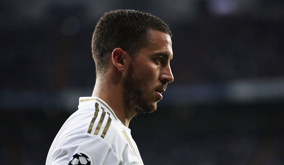 MADRID, SPAIN - OCTOBER 01: Eden Hazard of Real Madrid CF in action during the UEFA Champions League group A match between Real Madrid and Club Brugge KV at Bernabeu on October 01, 2019 in Madrid, Spain. (Photo by Gonzalo Arroyo Moreno/Getty Images)