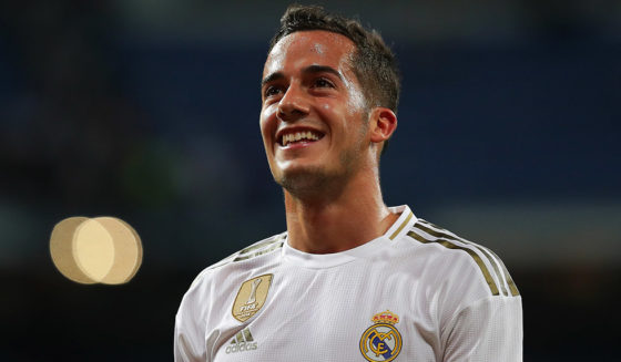 MADRID, SPAIN - SEPTEMBER 25: Lucas Vazquez of Real Madrid CF greets the audience after the Liga match between Real Madrid CF and CA Osasuna at Estadio Santiago Bernabeu on September 25, 2019 in Madrid, Spain. (Photo by Gonzalo Arroyo Moreno/Getty Images)