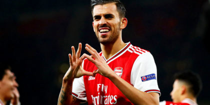 LONDON, ENGLAND - OCTOBER 03: Dani Ceballos of Arsenal celebrates after scoring his team's fourth goal during the UEFA Europa League group F match between Arsenal FC and Standard Liege at Emirates Stadium on October 03, 2019 in London, United Kingdom. (Photo by Julian Finney/Getty Images)