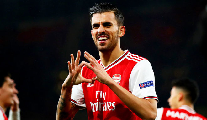Dani Ceballos LONDON, ENGLAND - OCTOBER 03: Dani Ceballos of Arsenal celebrates after scoring his team's fourth goal during the UEFA Europa League group F match between Arsenal FC and Standard Liege at Emirates Stadium on October 03, 2019 in London, United Kingdom. (Photo by Julian Finney/Getty Images)