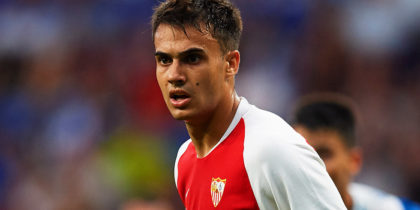 BARCELONA, SPAIN - AUGUST 18: Sergio Reguilon of Sevilla FC looks on during the Liga match between RCD Espanyol and Sevilla FC at RCDE Stadium on August 18, 2019 in Barcelona, Spain. (Photo by Alex Caparros/Getty Images)