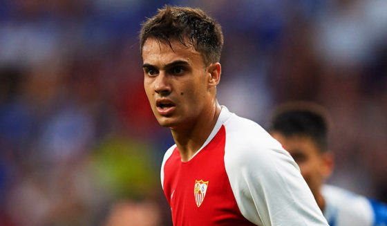 BARCELONA, SPAIN - AUGUST 18: Sergio Reguilon of Sevilla FC looks on during the Liga match between RCD Espanyol and Sevilla FC at RCDE Stadium on August 18, 2019 in Barcelona, Spain. (Photo by Alex Caparros/Getty Images)