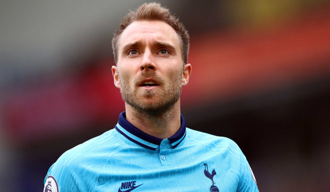 Christian Eriksen BRIGHTON, ENGLAND - OCTOBER 05: Christian Eriksen of Tottenham Hotspur looks on during the Premier League match between Brighton & Hove Albion and Tottenham Hotspur at American Express Community Stadium on October 05, 2019 in Brighton, United Kingdom. (Photo by Bryn Lennon/Getty Images)