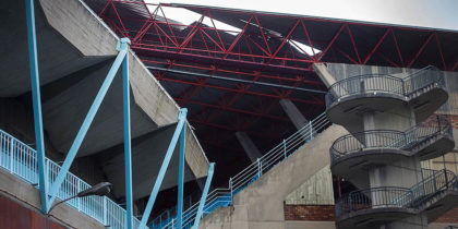 A picture taken on February 4, 2017 shows the dammaged roof of the Rio Alto grandstand in the Balaidos stadium in Vigo caused by heavy wind. Dammages that will may oblige Vigo's mayor to cancel for security reasons the Spanish Liga football game Celta vs Real Madrid of February 5. / AFP / MIGUEL RIOPA (Photo credit should read MIGUEL RIOPA/AFP/Getty Images)