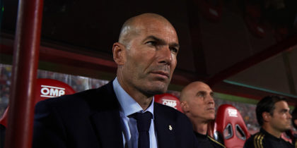 MALLORCA, SPAIN - OCTOBER 19: Head Coach Zinedine Zidane of Real Madrid CF looks on before the La Liga match between RCD Mallorca and Real Madrid CF at Iberostar Estadi on October 19, 2019 in Mallorca, Spain. (Photo by Alex Caparros/Getty Images)