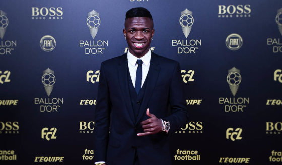 Real Madrid's Brazilian forward Vinicius Junior arrives to attend the Ballon d'Or France Football 2019 ceremony at the Chatelet Theatre in Paris on December 2, 2019. (Photo by Anne-Christine POUJOULAT / AFP) (Photo by ANNE-CHRISTINE POUJOULAT/AFP via Getty Images)