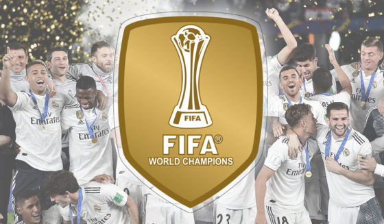 Real Madrid's players celebrate with the trophy after winning the FIFA Club World Cup final football match Spain's Real Madrid vs Abu Dhabi's Al Ain at the Zayed Sports City Stadium in Abu Dhabi, the capital of the United Arab Emirates, on December 22, 2018. (Photo by Giuseppe CACACE / AFP) (Photo credit should read GIUSEPPE CACACE/AFP/Getty Images)