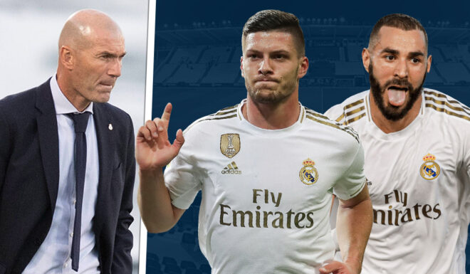 Zidane, Jovic und Benzema Zinédine Zidane, Luka Jovic, Karim Benzema