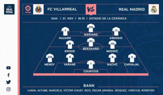 Real Madrids voraussichtliche Startelf gegen Villarreal