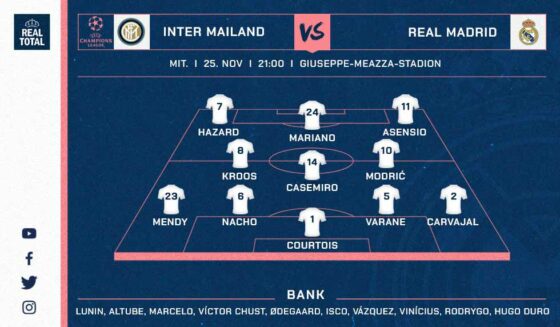 Reals voraussichtliche Startelf gegen Inter