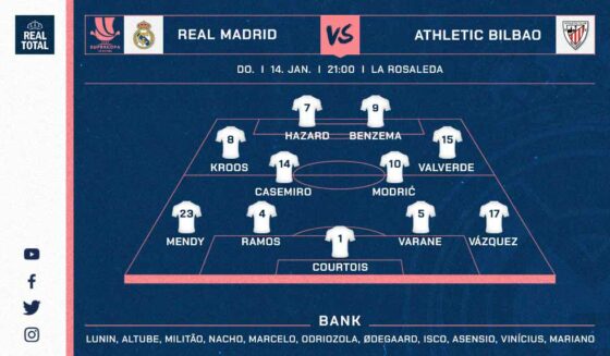 Real Madrids voraussichtliche Startelf gegen Bilbao