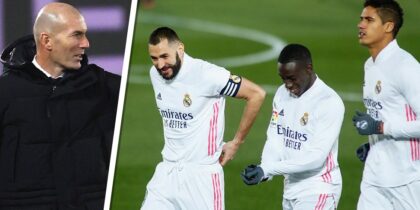 Zinédine Zidane, Karim Benzema, Ferland Mendy und Varane